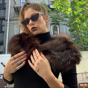 Vintage- dark brown Mink Fur shoulder cape